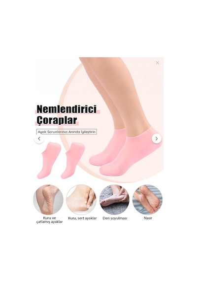 Topuk Çatlaklarına Karşı Silikon Jel Ayak Nemlendirici Maske Spa Bakım Çorabı Ayak Bakım Çorap