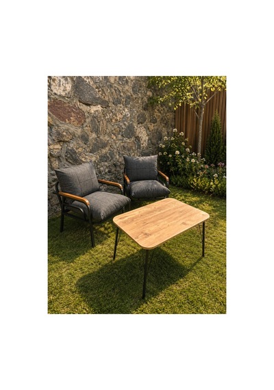 Geniş Balkonlar İçin Konforlu Bahçe Ve Balkon Mobilyası 3+1+1+sehpa Gri Gri