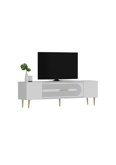 Camilla Tv Sehpası Tv Ünitesi 150 Cm Beyaz Altın