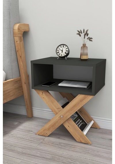 Lepus X Ayaklı Komodin & Şifonyer Çekmecesiz Raflı Yatak Odası Başucu Düzenleyici Çam-antrasit Lepus X Ayaklı Komodin & Şifonyer Çekmecesiz Raflı Yatak Odası Başucu Düzenleyici Çam-antrasit