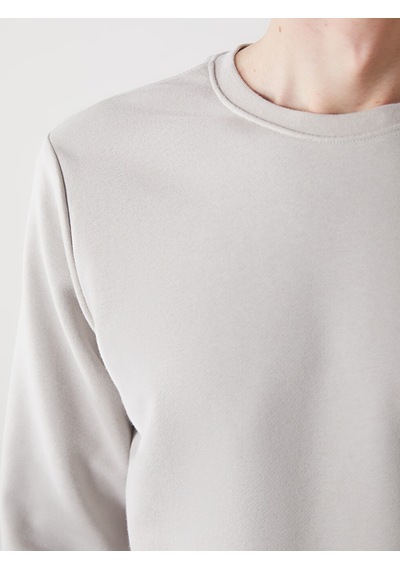 Lcwaıkıkı Basic Gri Bisiklet Yaka Uzun Kollu Erkek Sweatshirt