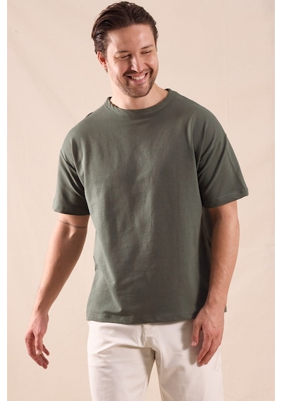 Tonny Black Rahat Kalıp Oversize Kesim T-shirt Erkek Haki T-shirt Tbtshrt020