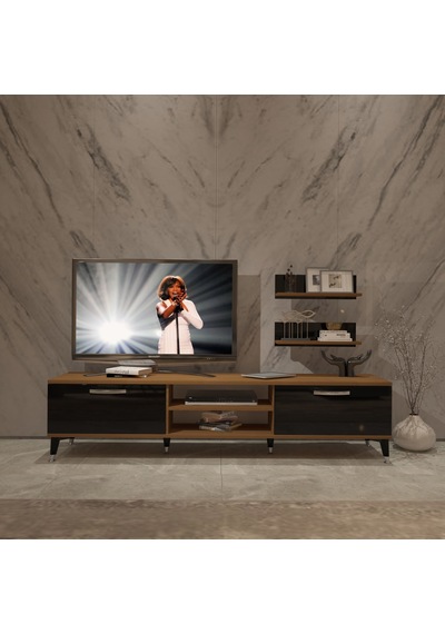 Decoraktiv Eko 4 Mdf Dvd Silver Tv Ünitesi Tv Sehpası Ceviz - Siyah