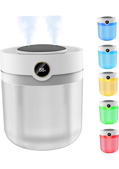 Alpera Home - Hava Nemlendirici 2000ml Su Haznesi - 7 Farklı Işık - Beyaz Renk - Aroma li