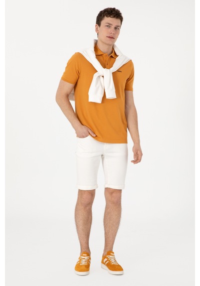 U.S. Polo Assn. Erkek Regular Fit Polo Yaka Hardal Basic Tişört 50306007-VR072