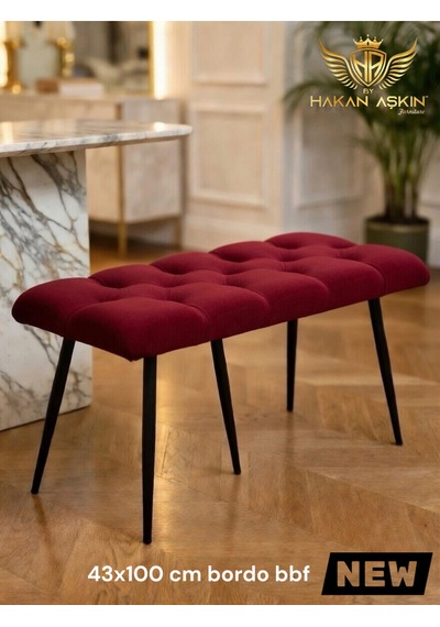 By Hakan Aşkın Stella 43x100 Cm Puf&bench Yatak Önü - Antre - Salon - Oturma Odası Bordo Stl01