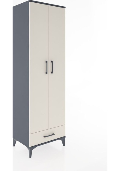Hyperion Dolap 3 Raflı Tek Çekmeceli Tek Askılı 60x44x195 Ant... Antrasit
