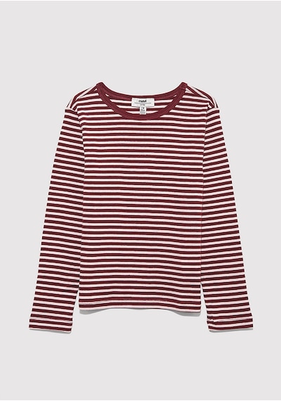 Mavi - Çizgili Basic Tişört 7610351-88614 Bordo