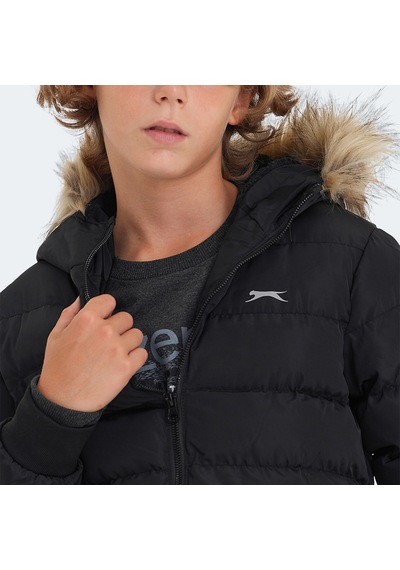 Slazenger CALISTO Çocuk Kapüşonlu Şişme Siyah Mont & Kaban