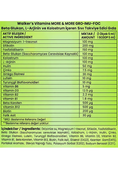 Focus Eye Kids Şurup Sitikolin, Lutein , Beta Glukan - 2'li