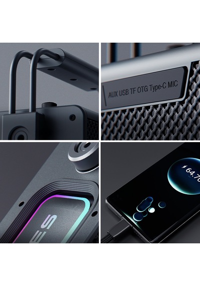 Lenyes Titan 1 Serisi Rgb Işıklı Çift Mikrofonlu Bluetooth Speaker Hoparlör V5.3 5000mah Siyah