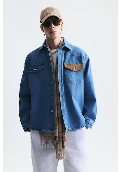 Vamos Oversize Kot Gömlek Açık Mavi