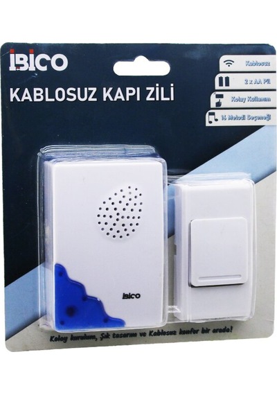 Wireles Kablosuz Kapı Zili Pilli 16 Farklı Melodi 50mt Çekim Alanı Pil 2aa - Düğme 23a 4741