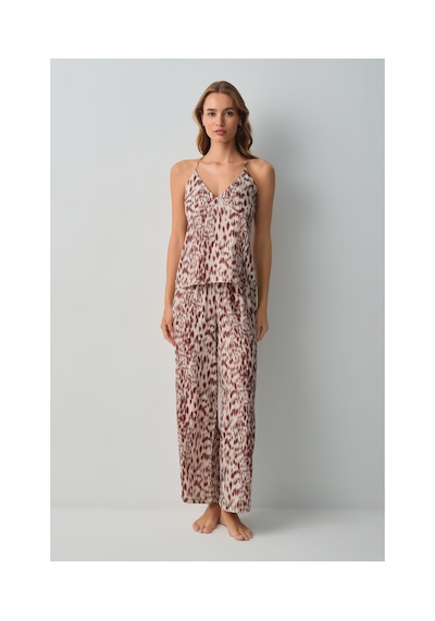 Suwen Leo Atlet Pantolon Pijama Takımı Wsh10510113543 Leopar