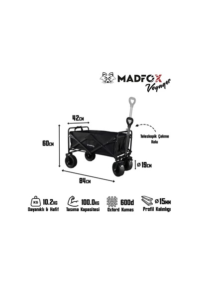Madfox Voyager Katlanır Çok Amaçlı Yük Taşıma Arabası Vagon Çok Renkli