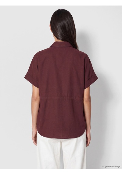Lcw Everyday Bordo Bağcıklı Oversize Kadın Gömlek