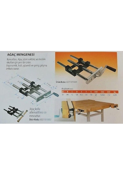 Kanca Ahşap Saplı Ağaç Mengenesi 50 Mm