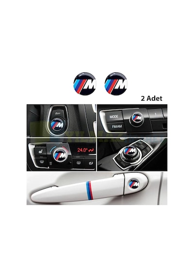 Bmw M Logo Kapı Teyp Joystick Sticker Arma Damla Etiket 2 Ad