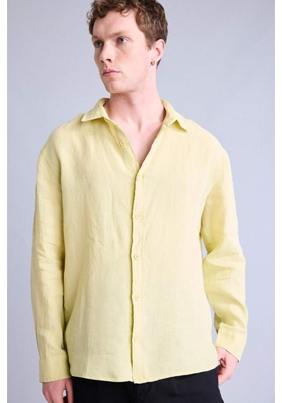 Defacto Premium Keten Relax Fit Gömlek G0856ax26smgn659 Yeşil-gn659