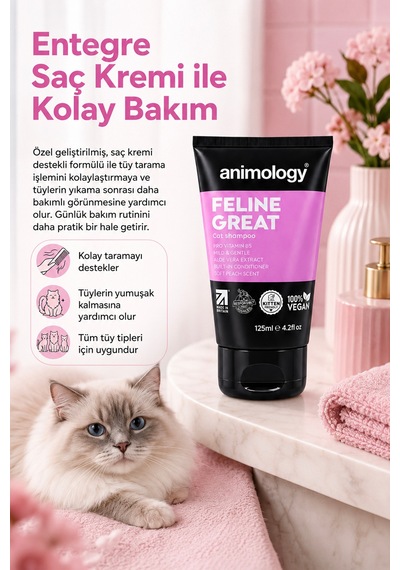Animology Feline Great Cildi Ve Kürkü Besleyici Ve Tüy Yapısını Onarıcı Kedi Şampuanı 125 Ml