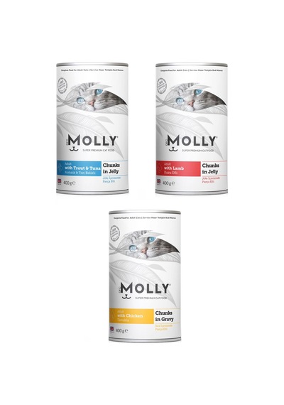 Molly 3 Çeşit Karma Kedi Konservesi 400 G X 3 Adet