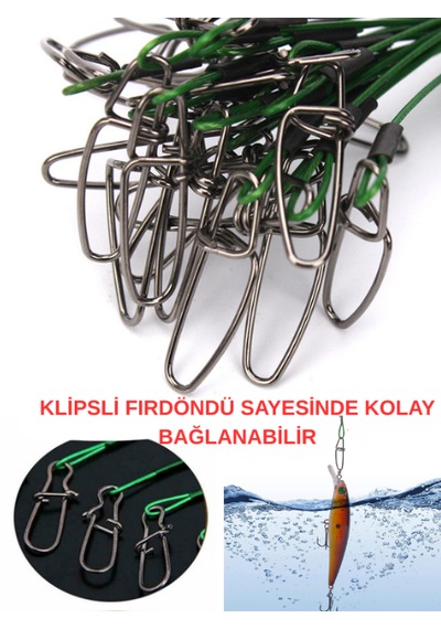 Ea genset Klipsli Fırdöndülü Yeşil Çelik Tel 5 Adet 20 Cm