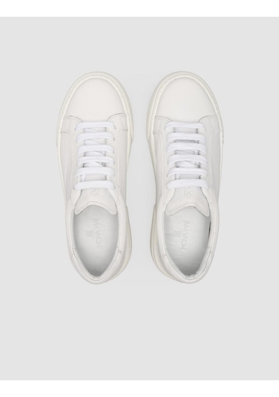 Monamae %100 Hakiki Deri Beyaz Kadın Sneaker Beyaz