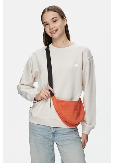 Ucla Sunnıva Bej Bisiklet Yaka Nakışlı Loose Fit Kadın Sweatshirt Bej