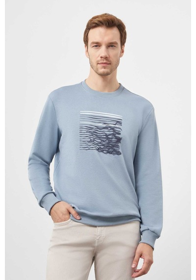 Morven Erkek Mavi Trend Bisiklet Yaka Sweat-shirt 25ks063006300 Mavi Mavi
