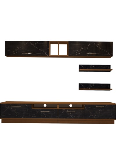 Decoraktiv Trendstyle 5220 Mdf Tv Ünitesi Tv Sehpası Ceviz - Siyah Mermer