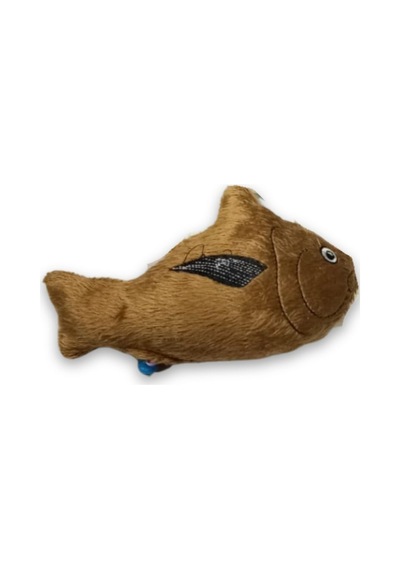 Peluş Balık Figürlü Kedi Oyuncağı Kahverengi