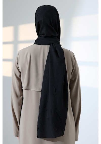 Kadın Tesettür Bambu Kraş Şal, Ütü Gerektirmeyen Doğal Hijab Başörtüsü 75x180 Cm - Siyah