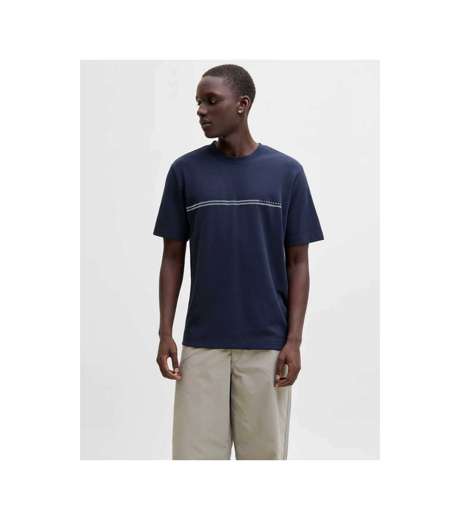 Jack & Jones Jcofusıon Chest Brand Tee Ss Crew Noos Mavi