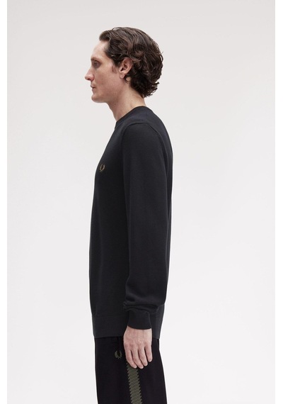 Fred Perry K1309 Pique Stitch Jumper Erkek Kazak Siyah