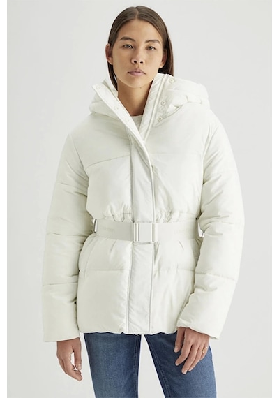 Calvin Klein Logo Belt Short Puffer Beyaz