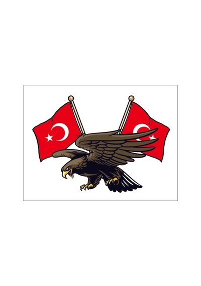 Kartal Türk Bayrağı Ay Yıldız Sticker 19cm