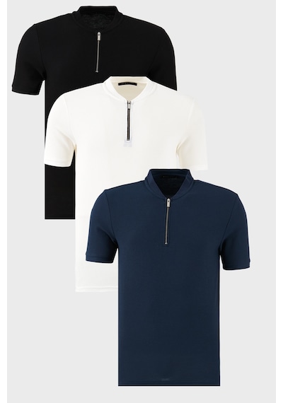 Buratti Pamuklu Regular Fit Yarım Fermuarlı Kolej Yaka 3'Lü Paket Erkek T Shirt 5902653S3 Siyah-Beyaz-Lacivert Buratti Pamuklu Regular Fit Yarım Fermuarlı Kolej Yaka 3'Lü Paket Erkek T Shirt 5902653S3 Siyah-Beyaz-Lacivert