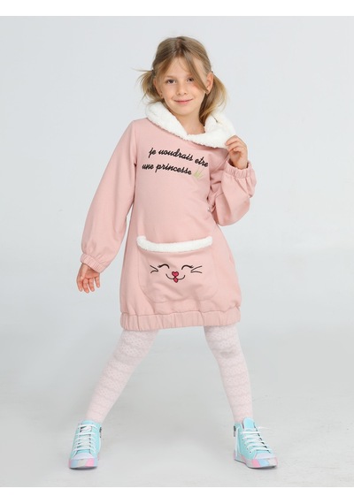 Somon Yumoş Prenses Hoodie Elbise-somon Somon