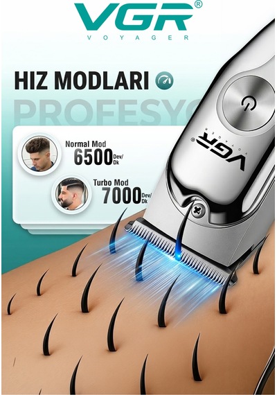 Tıraş Makinesi V-071 & V-355 - 7000 Rpm T-bıçak Trimmer Ipx6 Folyo - 2'li Berber Seti
