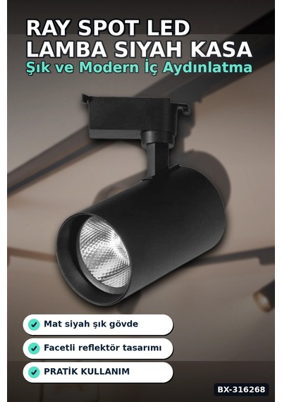 Ray Spot Led Lamba 30w Siyah Kasa 4000k Gün Işığı - Vitrin Ve Mağaza Aydınlatması Tekli Bx-316268 Diğer