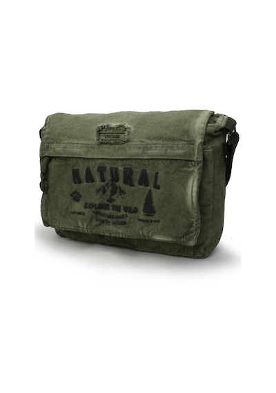 Cappadocia Vintage 4028 Gri Salaş Omuz Çantası Pamuk Kanvas Postacı 15.6 Laptop Okul Seyahat Günlük Vintage Retro Haki