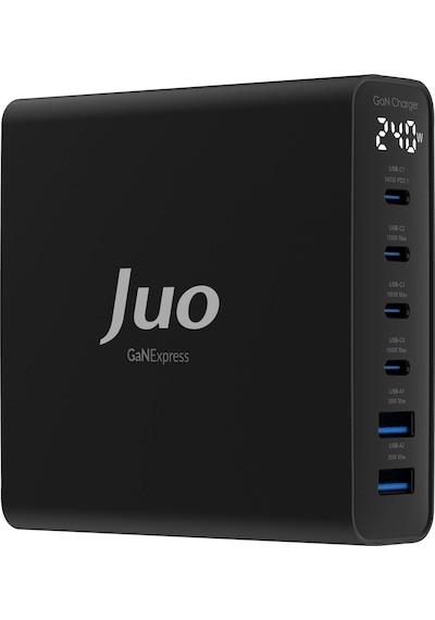 Juo 240W Gan PD 3.1 Masaüstü Hızlı Şarj Cihazı 4 Type-C + 2 Usb-A iPhone & Apple Uyumlu MacBook & Laptop Şarj Aleti