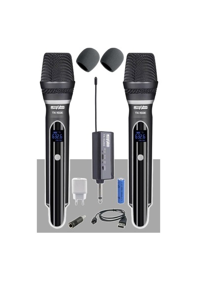 Lastvoice Tx-102ee Şarjlı Çiftli El Tipi Telsiz Kablosuz Mikrofon Seti Uhf Çok Renkli