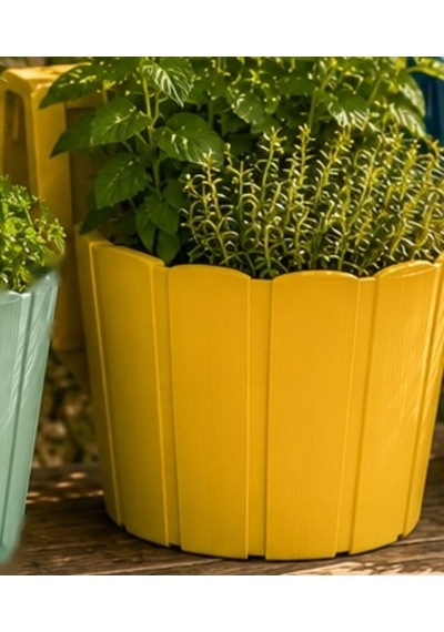 Storeşahin 3d Baskı Askılı Balkon Saksısı Dikey Çizgili Dekoratif Çiçek Ve Aromatik Bitki Saksısı - Sarı Shn0720
