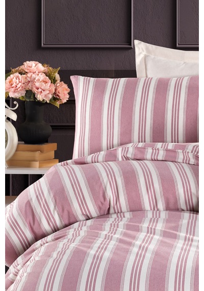 Eponj Home Sport Çizgili Nevresim Takımı Tek Kişilik Soft Line Bordo Bordo