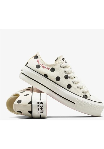 Converse Chuck Taylor All Star Lift Polka Dots Kadın Krem Platform Sneaker-6618 Krem