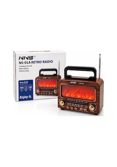 İbreli Şömineli Radyo - Retro Am - Fm - Sw Usb - Type-c Sarjlı Bt - Tf - Usb Speaker Ns-01a Pl-4730 5570