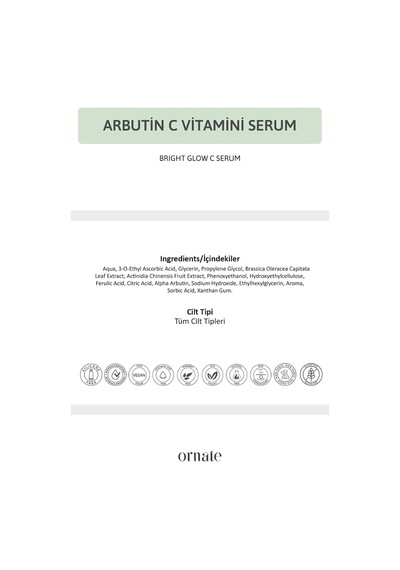 Lexroo Aydınlatıcı Renk Tonu Eşitleyici Leke Karşıtı C Vitamini Arbutin Serum Ascorbic Acid 10 +
