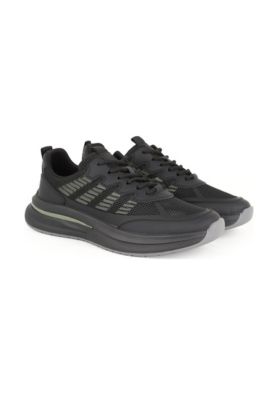 LBR H1135 Ea Nefes Alabilir Örme Triko Kumaşlı Bağcıklı Kalın Eva Taban Günlük Sneaker Syh-yşl