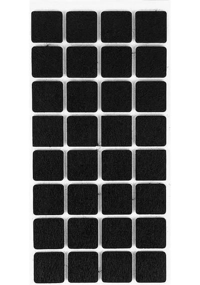 Furndiy Kendinden Yapışkanlı Kare Keçe 25 Mm X 25 Mm Siyah 32 Parça Siyah